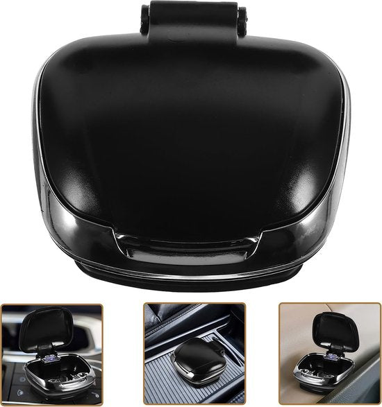 YONO Auto Asbak met Led - Zelfklevend - Deksel - Autoasbak - Zwart