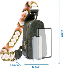 YONO Crossbody Tas Azteca Design - Sling Bag - Schoudertas - Anti Diefstal Rugzak - Dames - Donkergroen