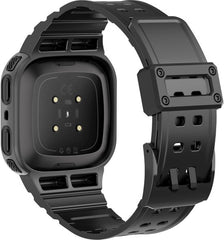YONO Shock Resist Bandje geschikt voor Fitbit Versa 3 / 4 / Sense - Zwart