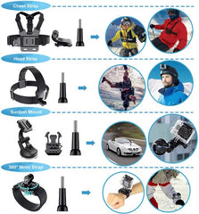 YONO Accessoires Set 50in1 geschikt voor GoPro Hero 13 12 11 10 - DJI Osmo - Insta360 - Chest Mount - Stick - Tas - Hoofdband