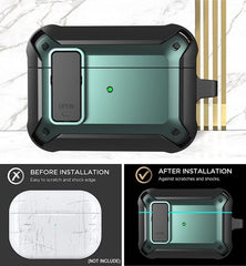 YONO Hoesje geschikt voor Airpods Pro 1 / 2 - Armor Case met Lock - Groen