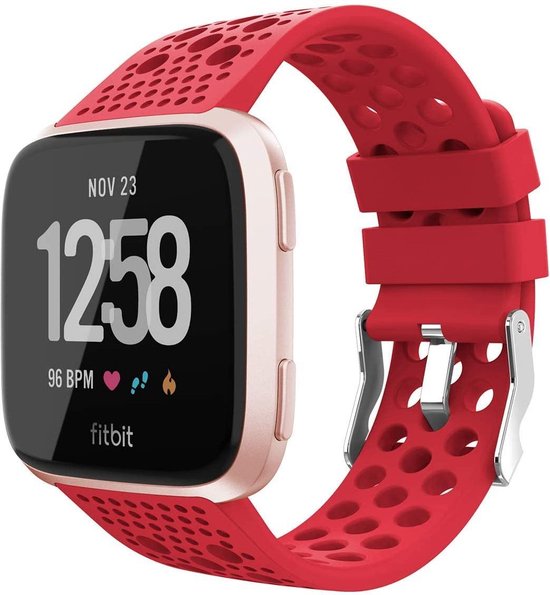 YONO Bandje geschikt voor Fitbit Versa 2 - Siliconen - Sport Air - Rood - Large