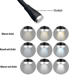 YONO Neklamp Oplaadbaar - Flexibele Leeslampje met Dimmer - Geschikt voor Boek - Handwerken - Haken - Kamperen - Bed - Slaapkamer - Zwart