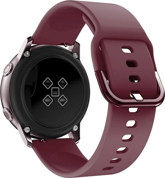 YONO Siliconen Classic Bandje 20mm - Horlogebandje geschikt voor Samsung Galaxy Watch 7/6/5 / Pro / 4 / 3 / Active 2 - Polar Ignite / Unite – Huawei - Bordeaux Rood