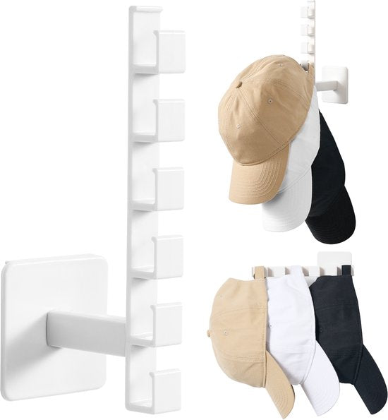 YONO Cap Rack Zelfklevend - Petten Houder - Rek - Opbergen - Pethouder Kapstok - Wit