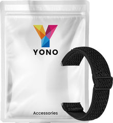 YONO Nylon Stretch Bandje geschikt voor Fitbit Versa 4 / Sense 2 - Vervangende Stoffen Armband - Zwart