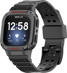 YONO Shock Resist Bandje geschikt voor Fitbit Versa 3 / 4 / Sense - Zwart