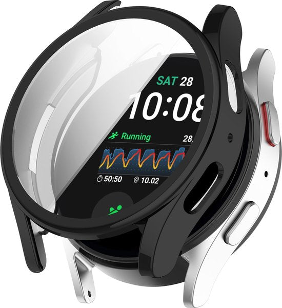 YONO Hoesje geschikt voor Samsung Galaxy Watch 7 - 44mm - Screenprotector - TPU - Zwart