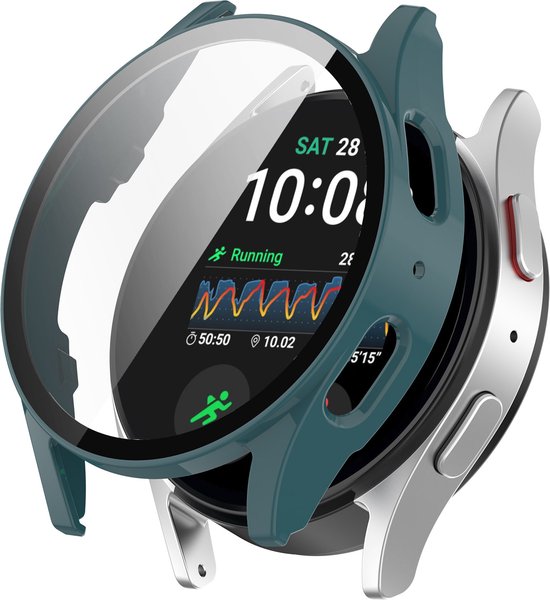YONO Hoesje geschikt voor Samsung Galaxy Watch 7 - 44mm - Screenprotector Case - Glas - Groen