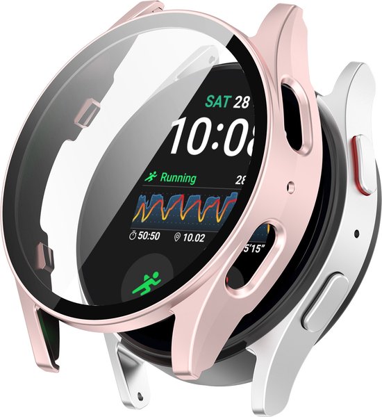 YONO Hoesje geschikt voor Samsung Galaxy Watch 7 - 44mm - Screenprotector Case - Glas - Roze