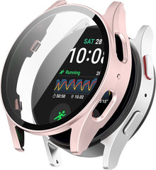 YONO Hoesje geschikt voor Samsung Galaxy Watch 7 - 44mm - Screenprotector Case - Glas - Roze