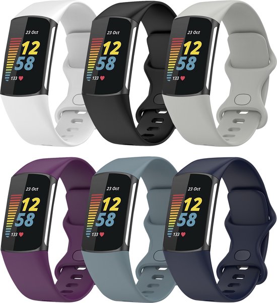 YONO Siliconen Bandjes geschikt voor Fitbit Charge 5 / 6 - 6-Pack - Large