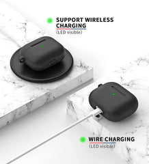 YONO Hoesje geschikt voor Apple Airpods 3 - Siliconen Soft Case met Clip - Zwart