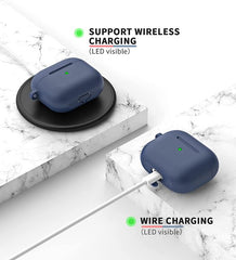 YONO Hoesje geschikt voor Apple Airpods 3 - Siliconen Soft Case met Clip - Alaska blauw