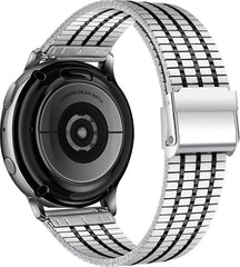 YONO Miami Schakel Bandje 20mm - Metalen Horlogebandje geschikt voor Samsung Galaxy Watch 7/6/5 / Pro / 4 / 3 / Active 2 - Polar Ignite / Unite – Huawei - Zilver / Zwart