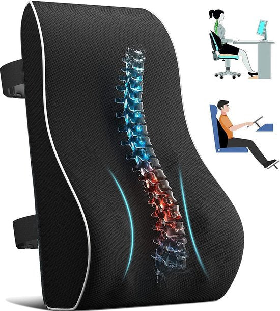YONO Rugkussen Onderrug Ergonomisch - Autostoel - Bureaustoel - Memory Foam - Orthopedisch Lendekussen - Rugsteun