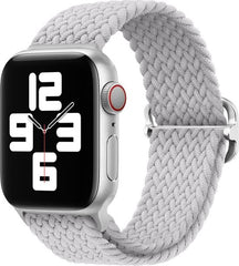 YONO Gevlochten Nylon Stretch Bandje geschikt voor Apple Watch - 42 / 44 / 45 / 49 mm - Lichtgrijs