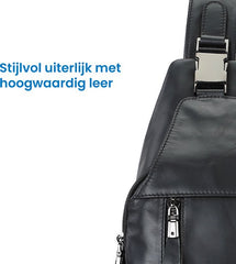 YONO Sling Bag Leer - Crossbody Tas - Schoudertas Dames en Heren - Zwart