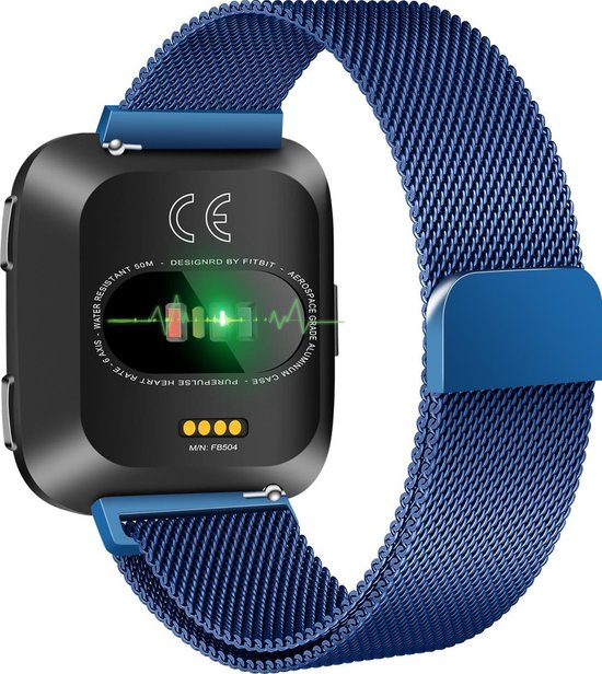 YONO Bandje geschikt voor Fitbit Versa 2 - Milanees – Blauw – Small