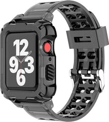 YONO Crystal Rugged Bandje geschikt voor Apple Watch - 42mm - 44mm - 45mm - Zwart