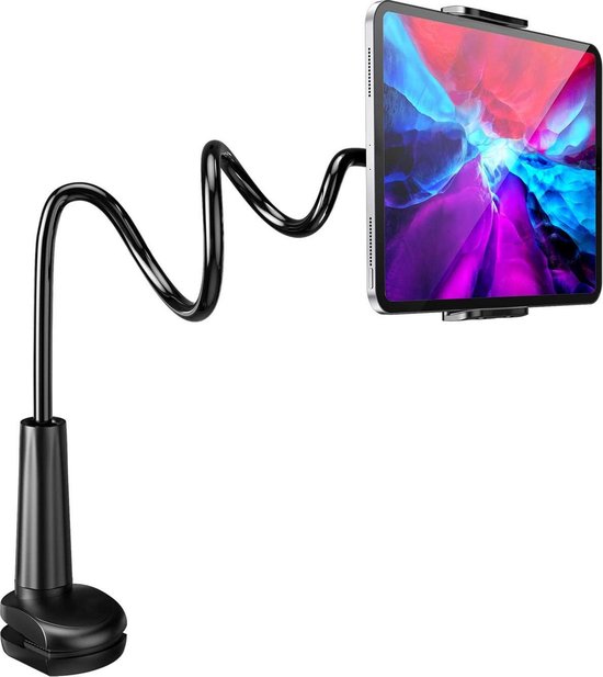 YONO Tablet Houder Flexibel - Smartphone Standaard Universeel - Statief geschikt voor Bureau Tafel en Bed - iPad - Telefoon - GSM - Zwart