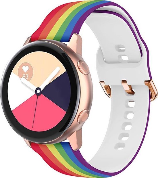 YONO Siliconen Special Bandje 20mm - Horlogebandje geschikt voor Samsung Galaxy Watch 7 / 6 / 5 / Pro / 4 / 3 / Active 2 - Polar Ignite / Unite – Huawei - Regenboog