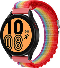 YONO Nylon Loop Bandje 20mm - Horlogebandje geschikt voor Samsung Galaxy Watch 7/6/5 / Pro / 4 / 3 / Active 2 - Polar Ignite / Unite – Huawei - Regenboog
