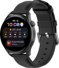 YONO Vacca Leer Bandje 20mm - Leren Horlogebandje geschikt voor Samsung Galaxy Watch 7 / 6 / 5 / Pro / 4 / 3 / Active 2 - Polar Ignite / Unite – Huawei – Zwart