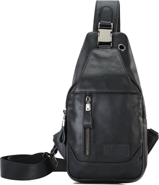 YONO Sling Bag Leer - Crossbody Tas - Schoudertas Dames en Heren - Zwart