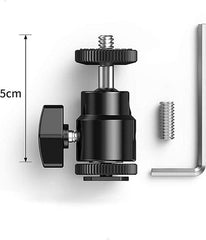 YONO Cold Shoe Adapter Mount voor Camera - Balhoofd Statiefkop 360 Graden Roteerbaar voor Statief met 1/4 Schroef Aansluiting - Zwart