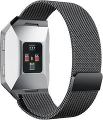 YONO Milanees Bandje Zwart geschikt voor Fitbit Ionic - Vervangende RVS Armband met Magneetsluiting – M/L