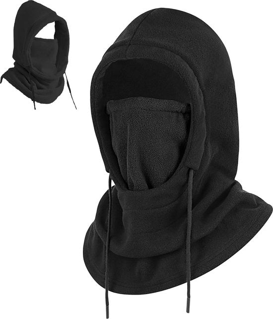 YONO Balaclava Muts - Losse Capuchon - Bivakmuts Fleece - Nekwarmer - Ski Mask Winter - Zwart