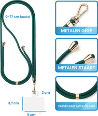 YONO Telefoonkoord Universeel - Telefoonketting Verstelbaar - GSM Koord - Nylon - Donkergroen