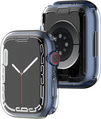 YONO Full Cover Bumper geschikt voor Apple Watch Series 7 / 8 / 9 (41 mm) - Screen Protector Hoesje iWatch - Transparant