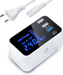 YONO Usb Lader met Voeding - Super Oplader - 4 Poorten - Usb A - C - Hub met Stekker - Wit