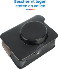 YONO Vintage Hoesje geschikt voor Fujifilm Instax Wide 300 - Case met Draagriem – Zwart