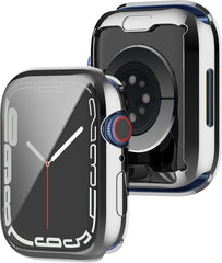 YONO Full Cover Bumper geschikt voor Apple Watch Series 7 / 8 / 9 (45 mm) - Screen Protector Hoesje iWatch - Zilver