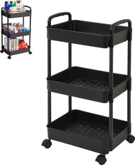 YONO keukentrolley op Wieltjes - Keuken Trolley op Wielen - Opberg Kar Organizer - Zwart