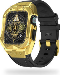 YONO Luxe Band geschikt voor Apple Watch Series 44 / 45 mm - RVS Horlogebandje - Stainless Steel met Siliconen Strap - Goud