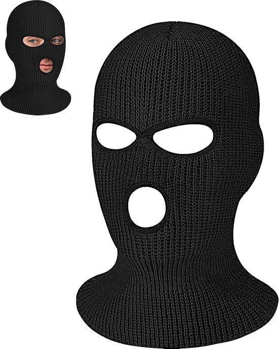 YONO Bivakmuts 3 Gaten - Balaclava Driegaats Muts - Ski Mask - Heren - Dames - Zwart