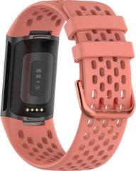 YONO Sport Air Bandje geschikt voor Fitbit Charge 5 / 6 - Vervangende Siliconen Armband Strap - Roze