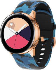 YONO Siliconen Special Bandje 20mm - Horlogebandje geschikt voor Samsung Galaxy Watch 7 / 6 / 5 / Pro / 4 / 3 / Active 2 - Garmin Approach / Forerunner / Venu 2 Plus / SQ / Vivomove - Polar Ignite / Unite – Huawei - Camouflage Blauw