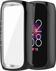 YONO Full Cover Bumper geschikt voor Fitbit Luxe - Siliconen Case - Screenprotector Hoesje - Zwart