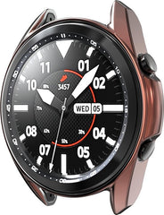 YONO Bumper geschikt voor Samsung Galaxy Watch 3 45mm – Siliconen Case Screenprotector – Brons