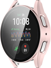 YONO Hoesje geschikt voor Samsung Galaxy Watch 7 - 44mm - Screenprotector Case - Glas - Roze