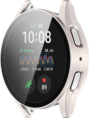 YONO Hoesje geschikt voor Samsung Galaxy Watch 7 - 44mm - Screenprotector Case - Glas - Champagne