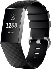 YONO Bandje geschikt voor Fitbit Charge 4/3 – Siliconen – Zwart – Large