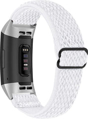 YONO Bandje geschikt voor Fitbit Charge 4/3 - Nylon Stretch – Wit