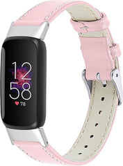 YONO Leer Bandje geschikt voor Fitbit Luxe - Vervangende Leren Armband - Lichtroze