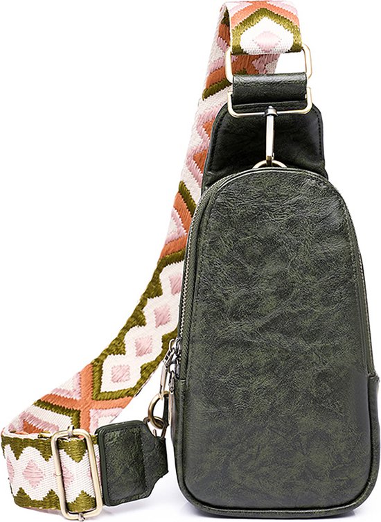 YONO Crossbody Tas Azteca Design - Sling Bag - Schoudertas - Anti Diefstal Rugzak - Dames - Donkergroen